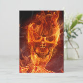 Flaming Skull Halloween Invitation w/Bloody Text Kaart (Staand voorkant)
