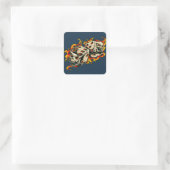 Flaming Skull Lucky Dice. Vierkante Sticker (Tas)