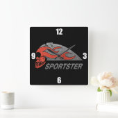 Flaming Skull Tank Vierkante Klok (Huis)