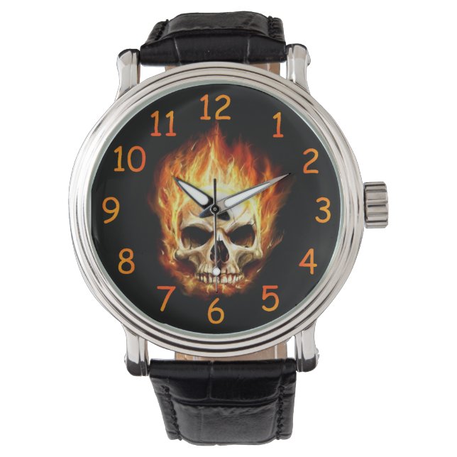 Flaming Skull Watch Horloge (Voorkant)