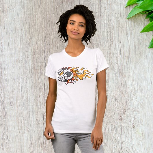 Flaming Soccer Ball Womens T-Shirt
