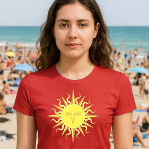 Flaming Sun Face Sjabloon T-shirt