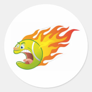 Flaming Tennis Ball Ronde Sticker