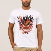 Flaming Traditioneel Oni Masker T-shirt (Voorkant)