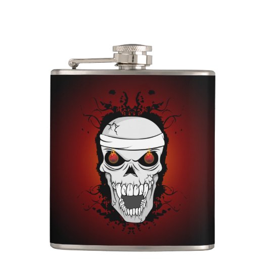 Flaming van de schedel heupfles (Voorkant)