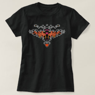 Flaming van een kleurrijke koele schets v4 T-shirt