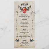 Flaming Winged Heart Tattoo Wedding Invitation Menu (Voorkant)