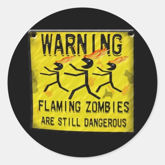 Flaming Zombies Waarschuwing Stickers (Voorkant)