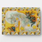 FLAMING ZWARTE KATTEN MET HALLOWEEN EENHOORN Kleur Fotoplaat (voorkant)