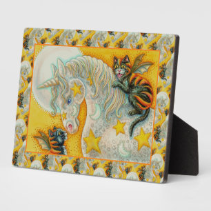 FLAMING ZWARTE KATTEN MET HALLOWEEN EENHOORN Kleur Fotoplaat