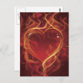 FlamingHart vuur donkerrode liefde vlamt hartvorm Briefkaart (Voorkant / Achterkant)