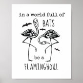 Flaminghoul Flamingo Bats Skeleton Halloween Poster (Voorkant)