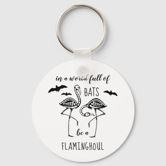 Flaminghoul Skeleton Flamingo Halloween Sleutelhanger (Voorkant)