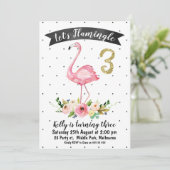 Flamingle 3ème anniversaire Invitation pour fille (Debout devant)