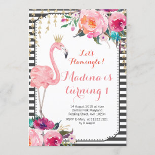 Flamingle Anniversaire Invitation Aquarelle