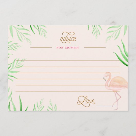 FLAMINGLE BABY SHOWER CARTE DE CONSEIL FLAMANT ROS (Devant)