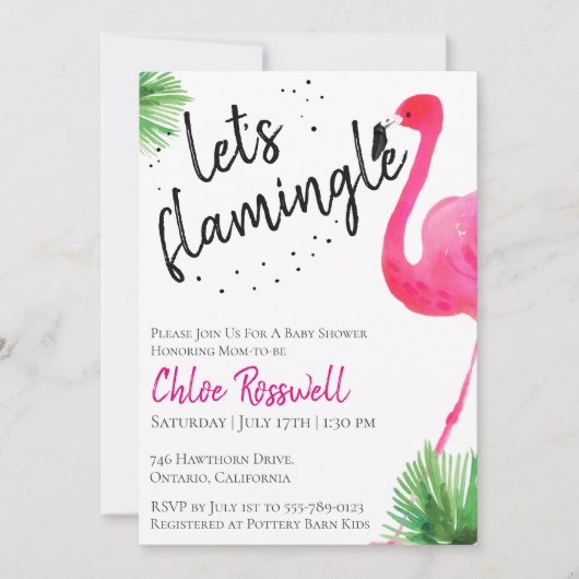 Flamingle Baby shower Invitation (Devant)
