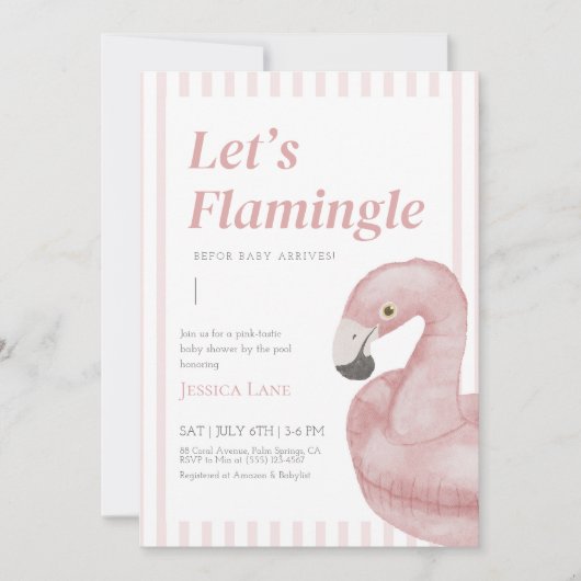 Flamingle Baby shower Invitation (Devant)