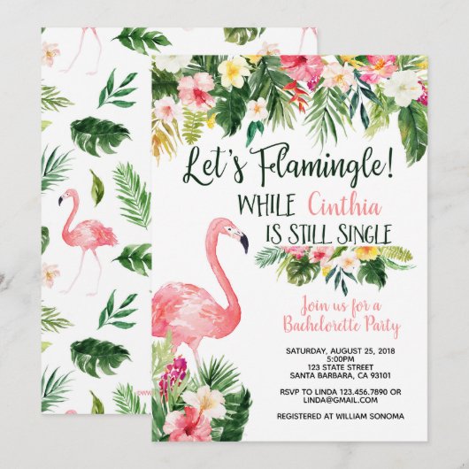 Flamingle - Bachelorette Invitation (Devant / Derrière)