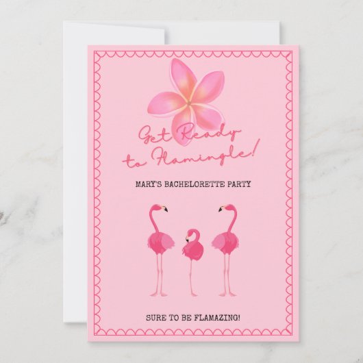 Flamingle Bachelorette Party Uitnodiging (Voorkant)