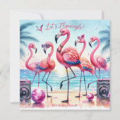 Flamingle Beach Party Anniversaire Invitation (Devant)
