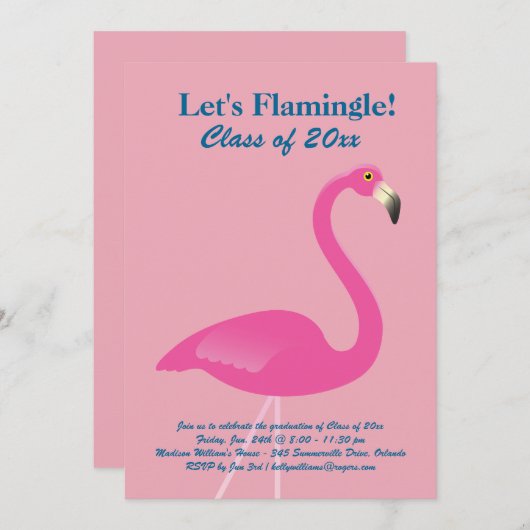 Flamingle Class of 2019 Invitation en rose (Devant / Derrière)