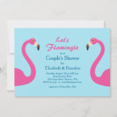 Flamingle Couple's Douche Invitation bleu clair (Devant)
