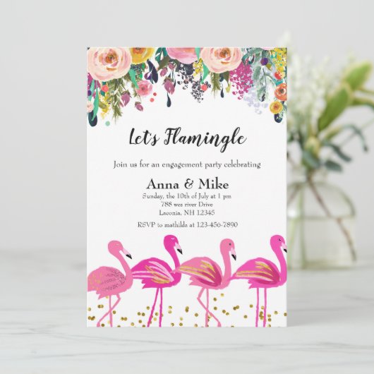 Flamingle Engagement Party Invitation (Debout devant)