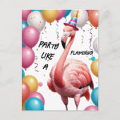 Flamingle & Feest – Grappige Flamingo Verjaardagsv Briefkaart (Voorkant)