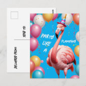 Flamingle & Feest – Grappige Flamingo Verjaardagsv Briefkaart (Voorkant / Achterkant)