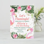 Flamingle Flamant rose Anniversaire Invitation (Debout devant)