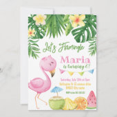Flamingle Flamant rose Anniversaire Invitation (Devant)
