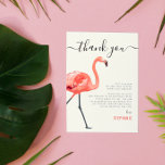 Flamingle | Flamant rose Anniversaire Merci<br><div class="desc">Une carte de remerciement qui correspond à notre "Flamingle du feu" | Flamant rose moderne fête d'anniversaire" invitation. Ce design comporte "merci" en écriture de script amusant, avec un joli flamant rouge sur un côté de la carte. Sur le côté droit, il y a un message de remerciement personnalisé qui...</div>