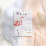 Flamingle | Flamant rose Anniversaire Merci<br><div class="desc">Une carte de remerciement qui correspond à notre "Flamingle du feu" | Flamant rose moderne fête d'anniversaire" invitation. Ce design comporte "merci" en écriture de script amusant, avec un joli flamant rouge sur un côté de la carte. Sur le côté droit, il y a un message de remerciement personnalisé qui...</div>
