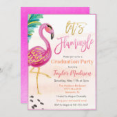 Flamingle Flamant rose Graduation Invitation (Devant / Derrière)