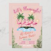 Flamingle ! Flamant rose Thème été Bash Invitation (Devant / Derrière)