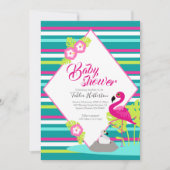 Flamingle flamingo baby douche uitnodigingen (Voorkant)