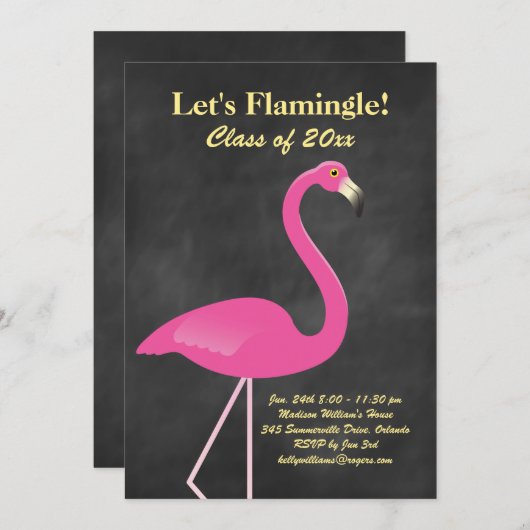 Flamingle Graduation Party - Chalkboard Kaart (Voorkant / Achterkant)
