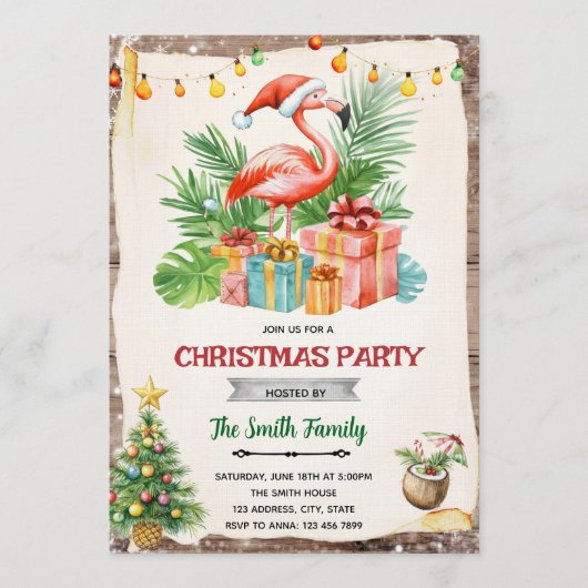 Flamingle Jingle Christmas in July Invitation (Devant)