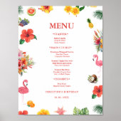 Flamingle Luau Floral Tropical Summer Birthday Poster (Voorkant)