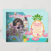 Flamingle Photo Tropical Invitation Anniversaire (Devant / Derrière)