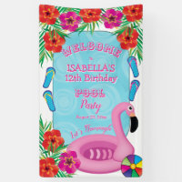 Flamingle Pink Floral 12th Birthday Pool Party