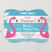 Flamingle rayé Anniversaire Invitation (Devant / Derrière)