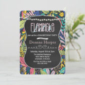 Flamingle Tropical Anniversaire Invitation (Debout devant)
