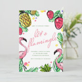 Flamingle Tropical Anniversaire Invitation (Debout devant)