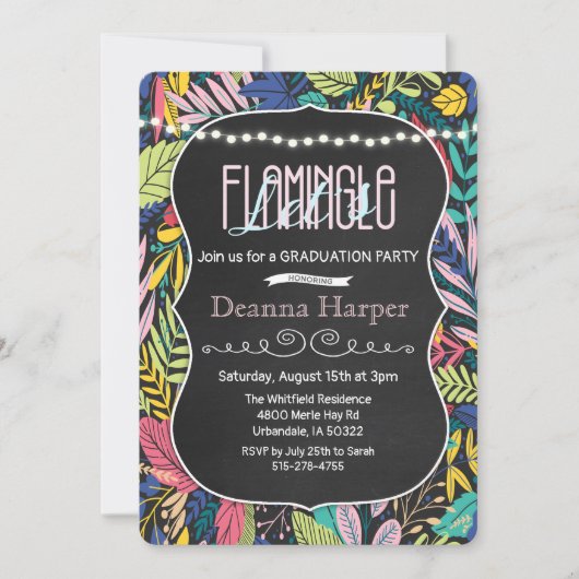 Flamingle Tropical Graduation Invitation (Devant)