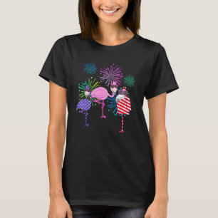 Flamingo 4 juli Flamerica Amerikaanse vlag VS P T-shirt