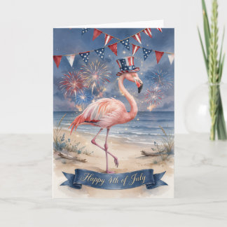 Flamingo 4 juli kaart -- Gelukkige 4 juli kaart