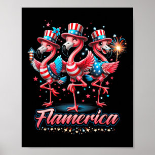 Flamingo 4 juli Patriottische Amerikaanse Onafhank Poster