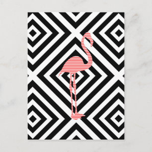 Flamingo - abstract geometrisch patroon - roze. briefkaart